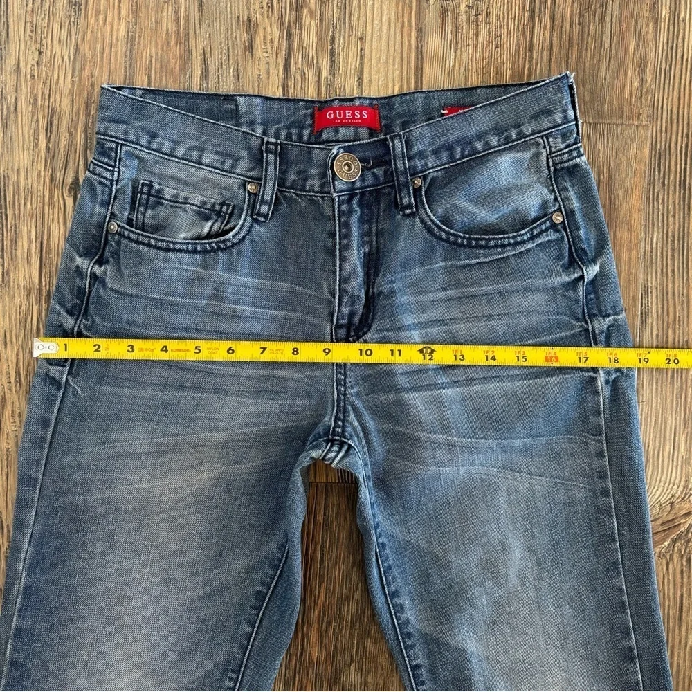 Guess Los Angeles Regular Straight Crescent Fit Blue Denim Jeans Mens 29x30